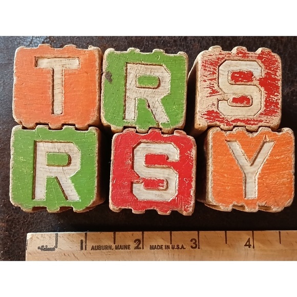 Vintage Wooden Blocks Kids Toys 1940s Americana - Picture 2 of 6